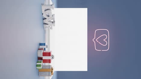 love-themed presentation stage blue background mockup vertical