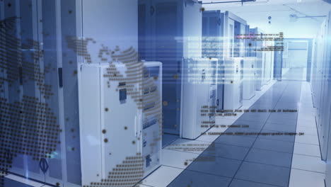 animación del procesamiento de datos digitales a través de servidores informáticos