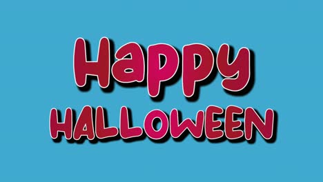 happy halloween text symbol animation cartoon on blue background