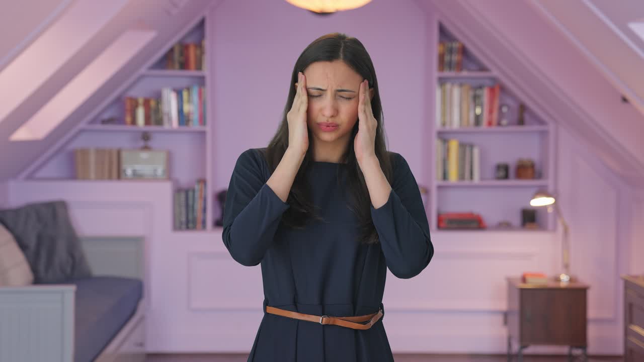 Sick Indian girl having headache