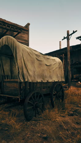 old western wagon in a deserted town