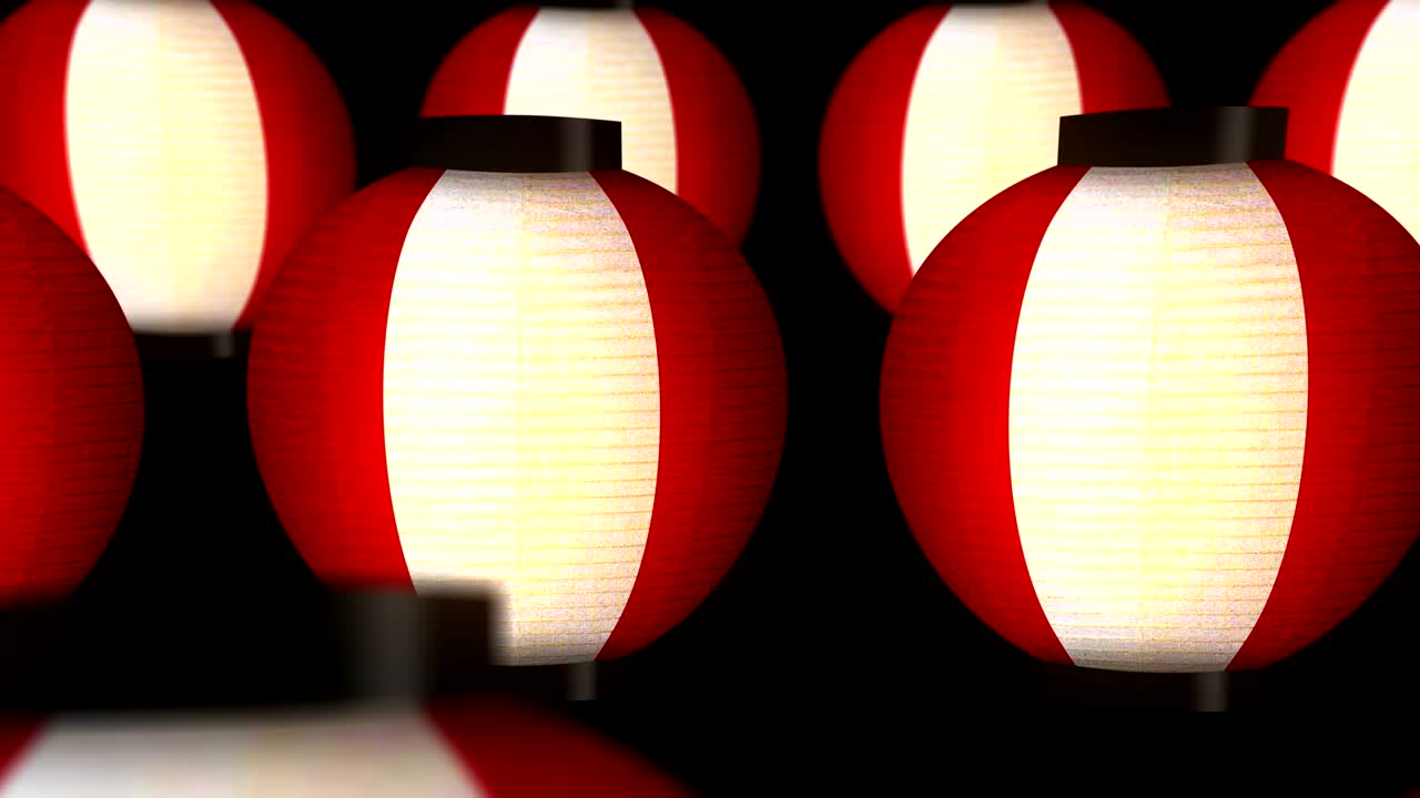 luces de linternas de papel japonesas, animación en bucle,