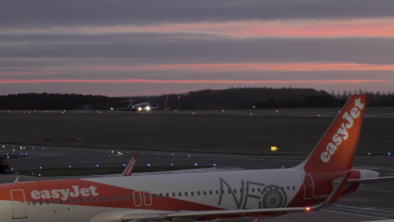 Private jet landing in slow motion