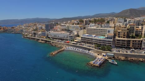 the coastal town of agios nikolaos on the island of crete, during summer