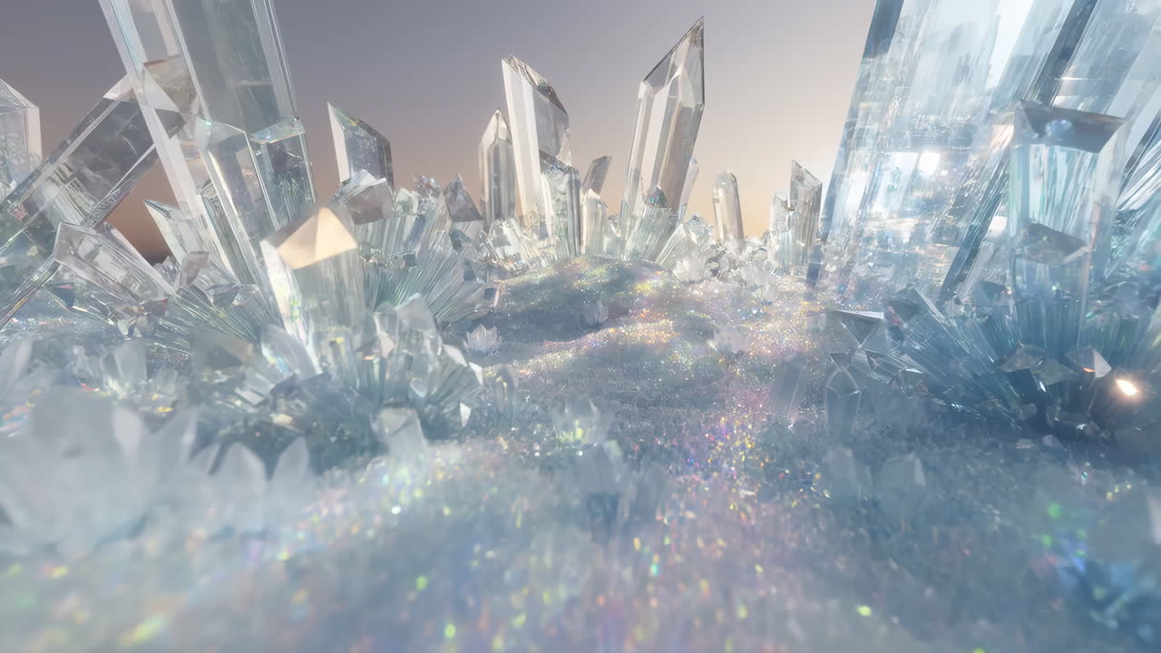 A field of sparkling clear crystals