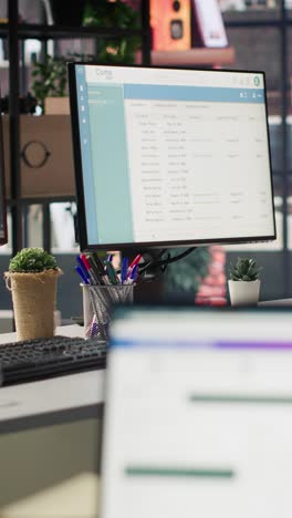 Vertical video Package tracking software displayed on laptop screen in call center