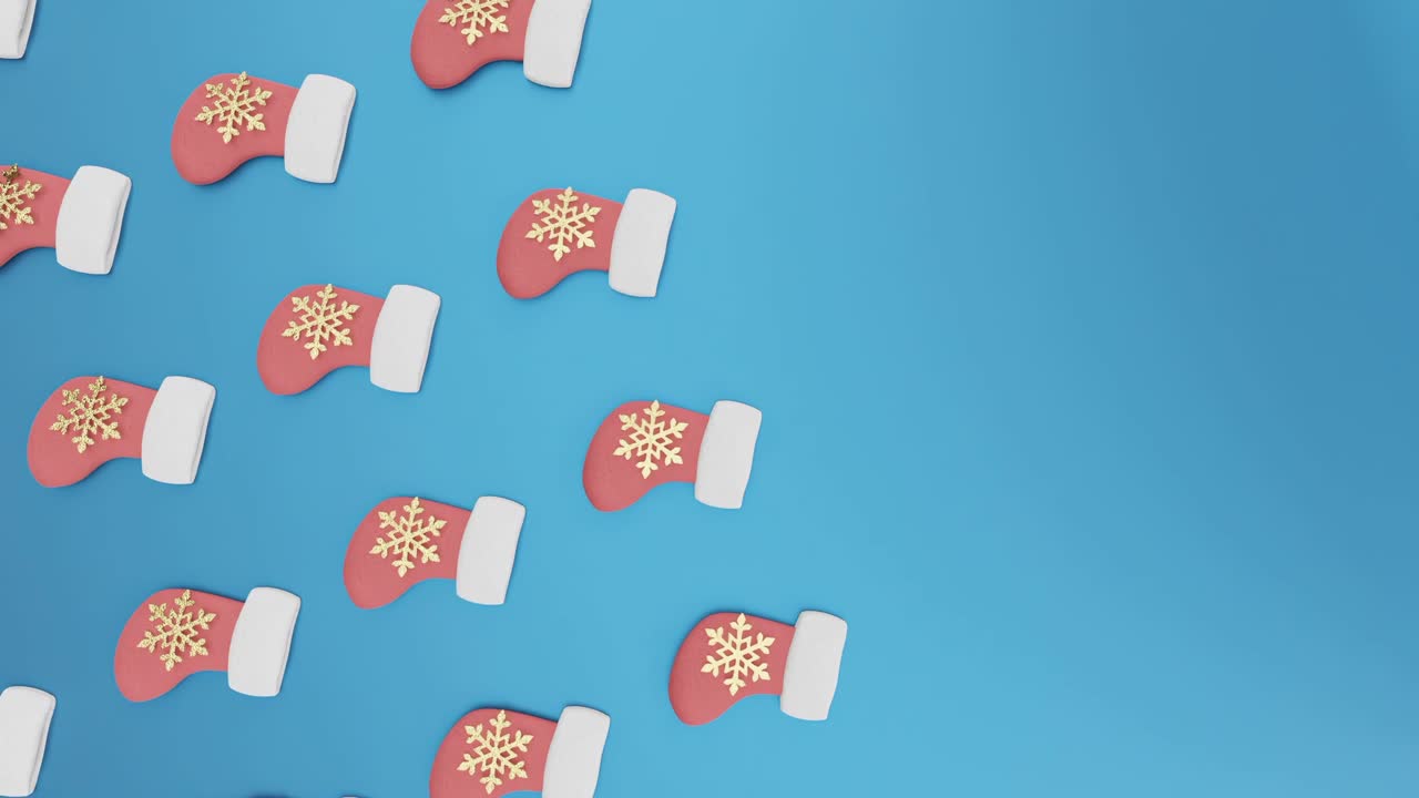 축제 스타킹: 블루 크리스마스 flatlay 배경 수직