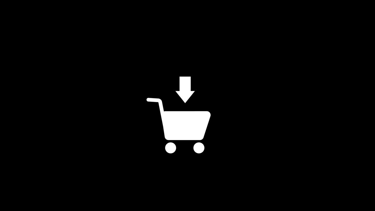 icono del carrito de compras animado aislado en fondo negro.