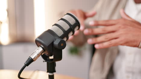 close-up of a microphone during a podcast recording