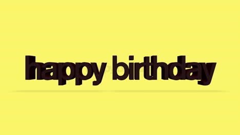 rojo 3d rendido feliz cumpleaños en letras apiladas en un fondo amarillo