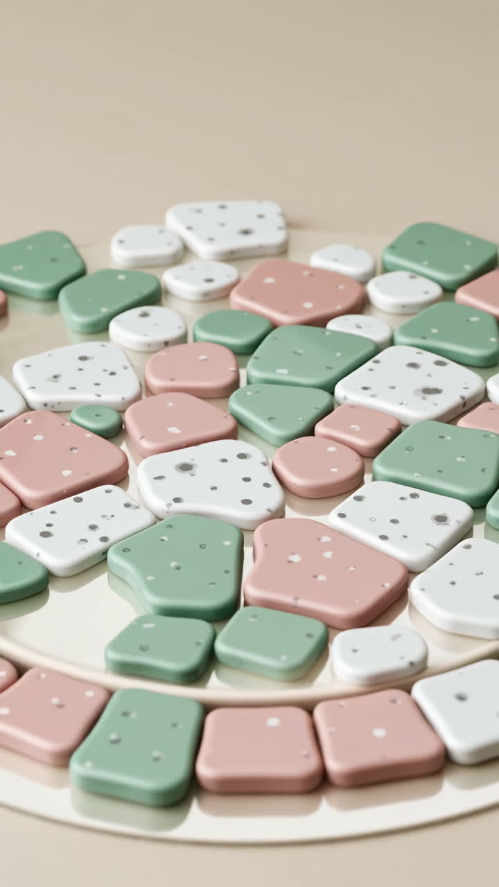 Abstract Pastel Pebble Arrangement on Reflective Surface