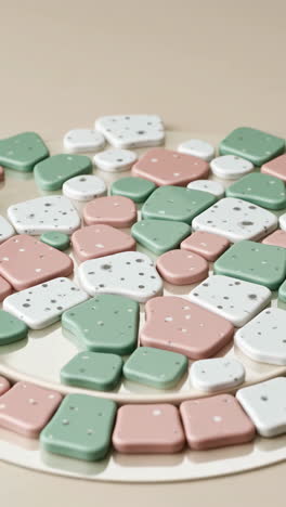 abstract pastel pebble arrangement on reflective surface