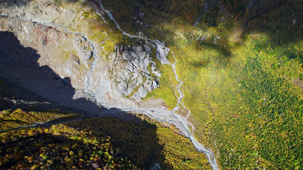 Autumn Mountain Valley Aerial View