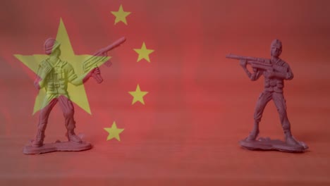 animación de la bandera de china sobre soldados de juguete
