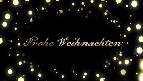 animation of frohe wihnachten text over spots of light on black background