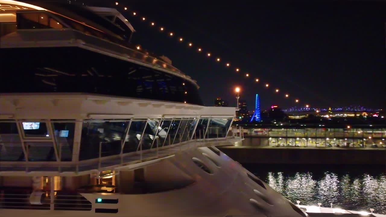 Cruise Ship at Night in Port