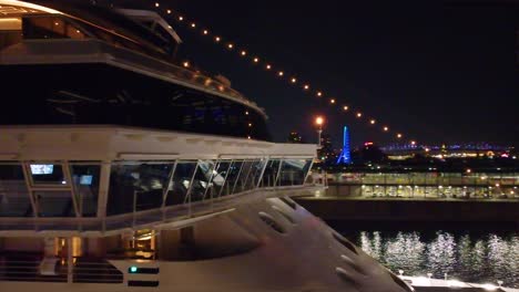 cruise ship at night in port