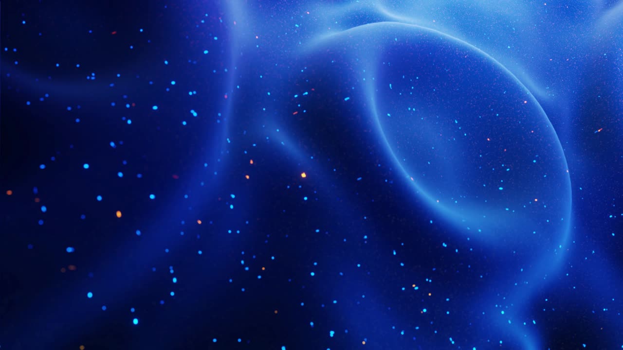 fantastical festive blue bg. Stylish abstract looped background, waves move on matt surface like landscape made of liquid blue wax with sparkles. Beautiful soft background with smooth animation 4k