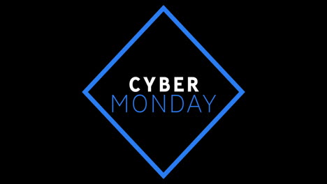 el texto blanco y azul de cyber monday aparece