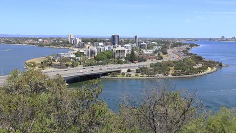 south perth swan river and narrows bridge seen from kings park lookout