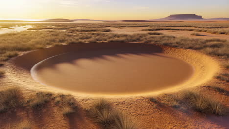 desert landscape with a large crater