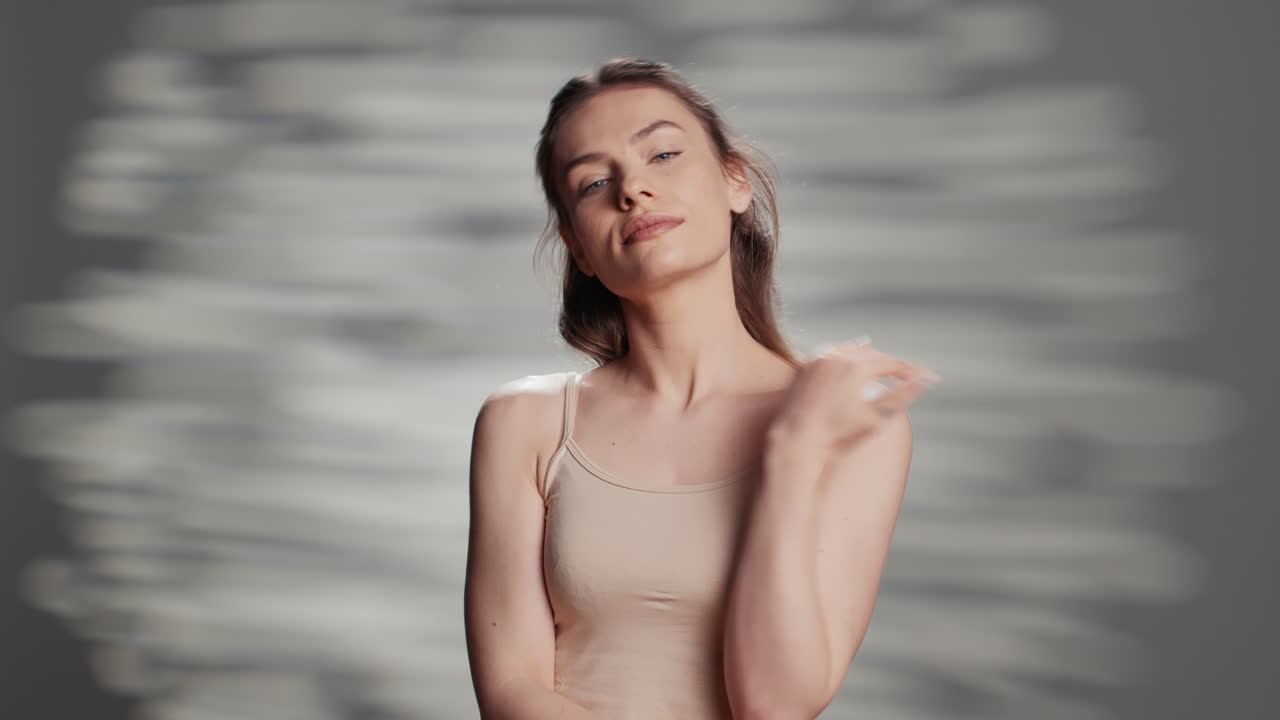 Serene Woman Posing in Studio