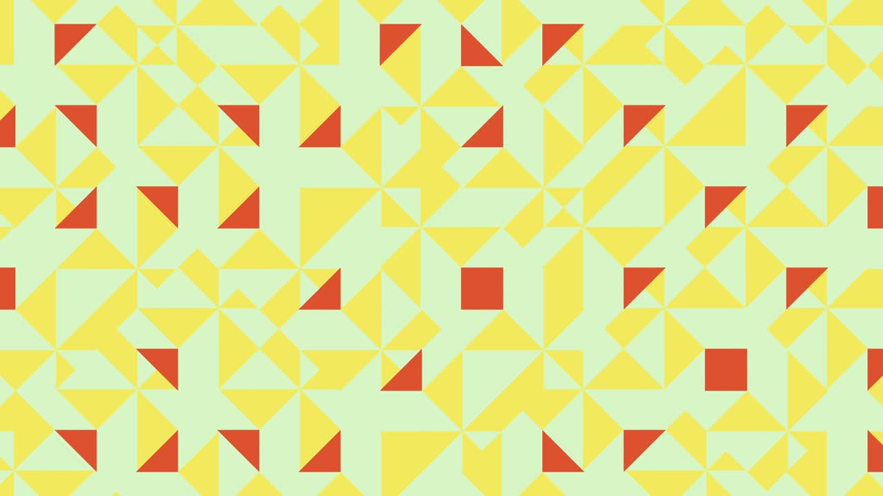 Retro mosaic with geometric animated tiles in warm color palette. Seamless loop motion graphic animation in vintage flat style