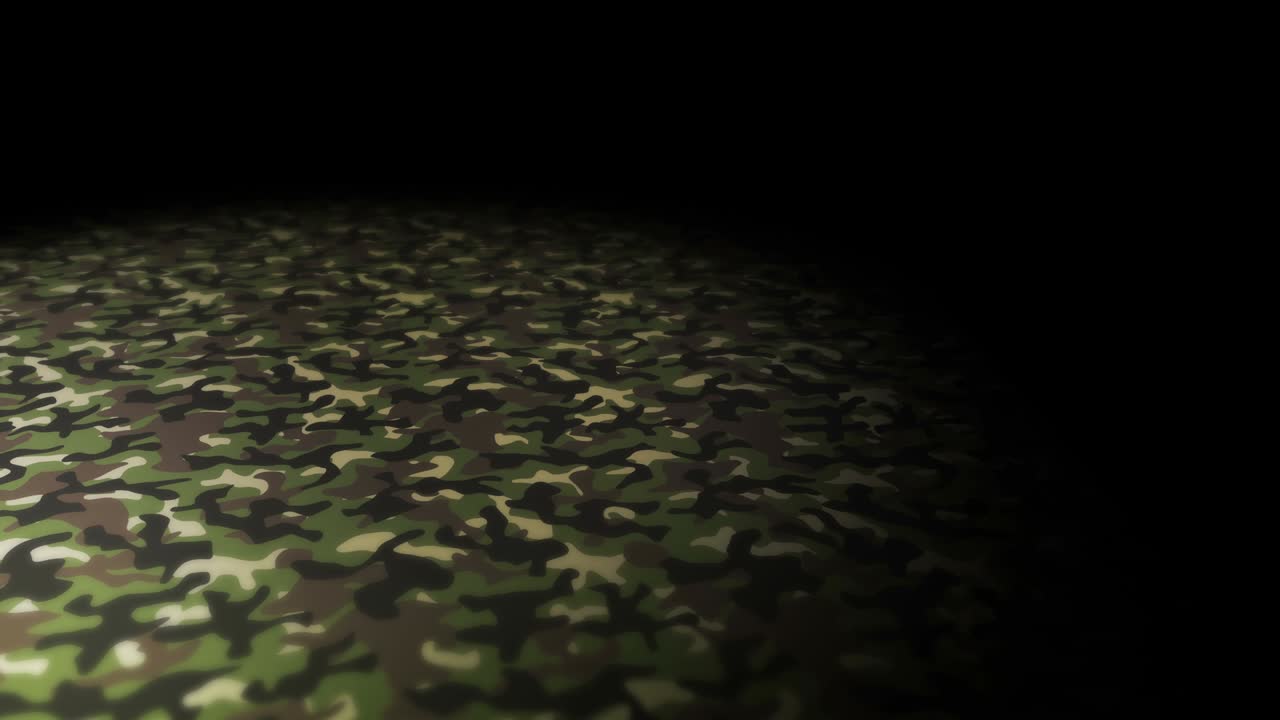 Green camouflage pattern background. Military uniform concept. Abstract line and wave texture. Loop animation.