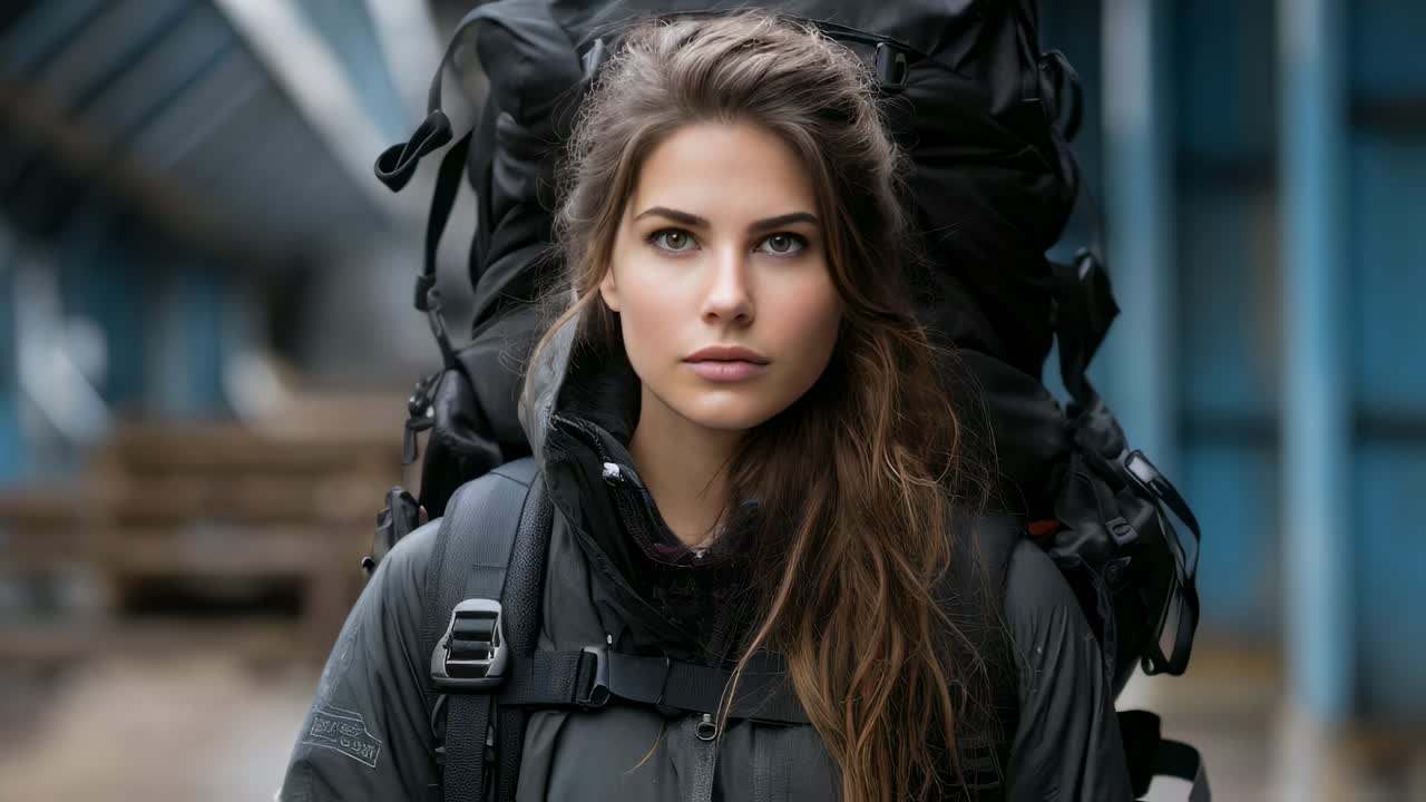 una mujer con una mochila.