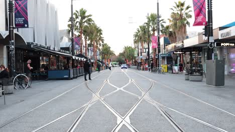 tram tracks and street view in st kilda