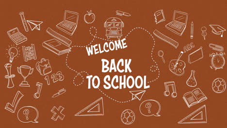 welcome back to school text against multiple school concept icons