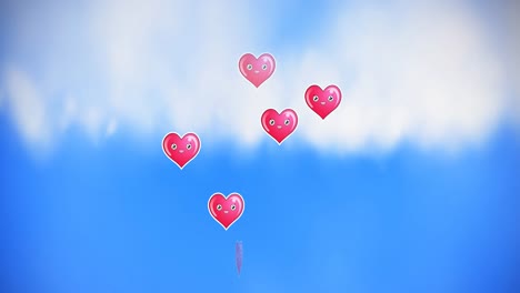 animation of hearts floating over sky and clouds