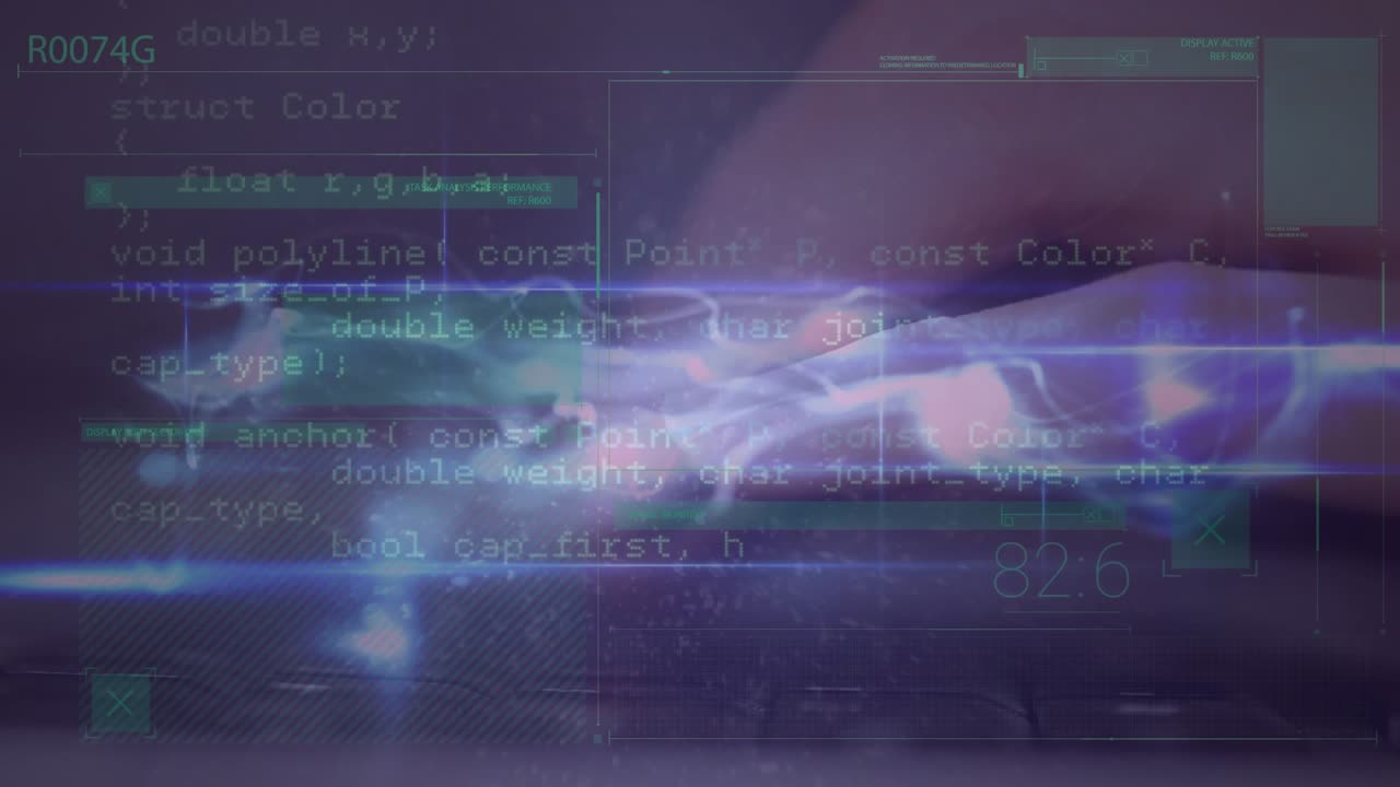 Animation of computer data processing over computer keyboard