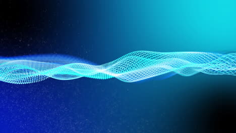 animación de una malla digital azul ondeando sobre un fondo azul