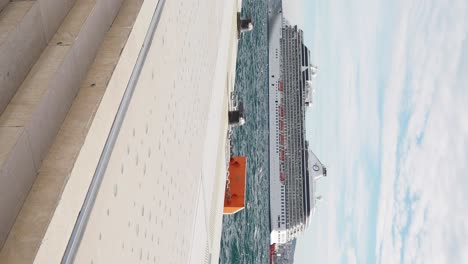 cruise ship at dock with steps