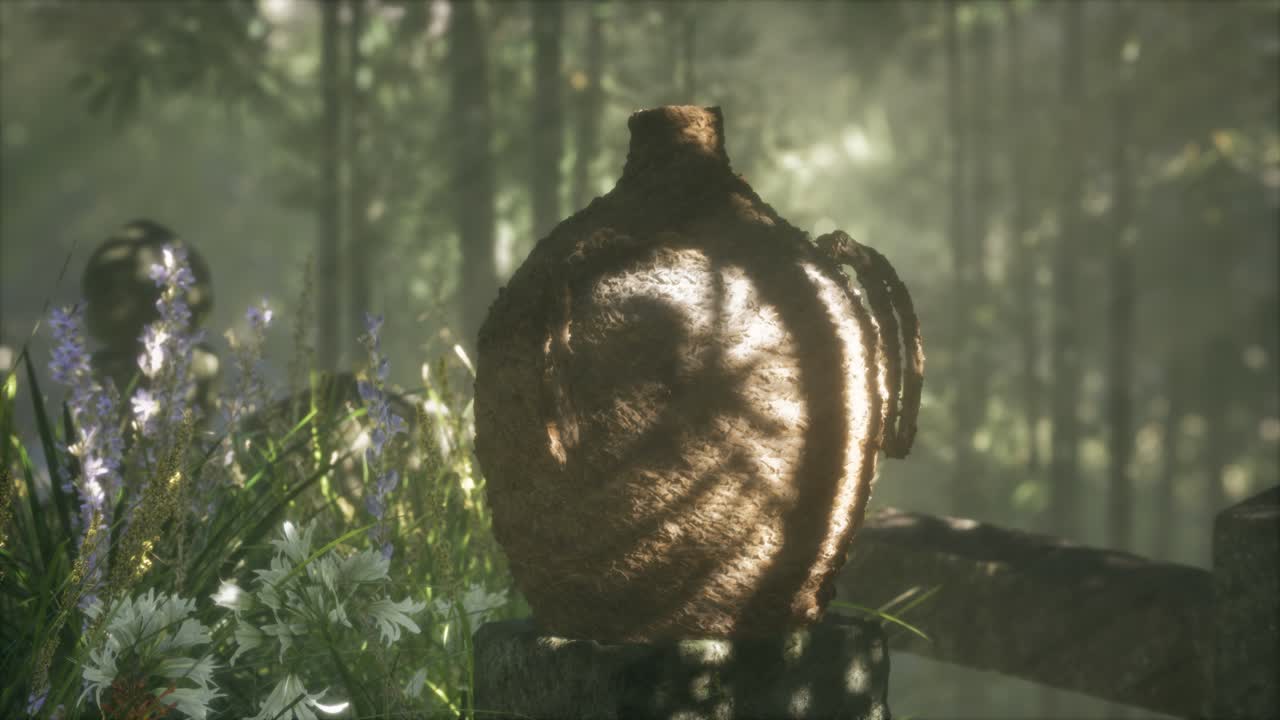 일본 대나무 숲 과 녹색 초원 잔디 와 자연 빛