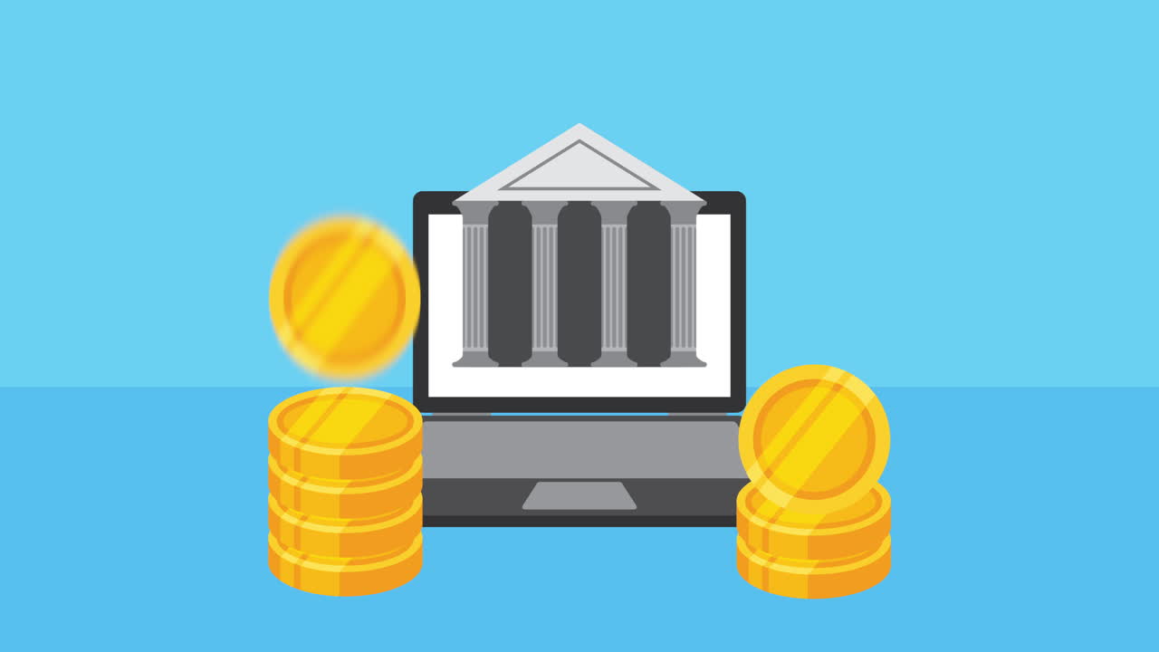 economia e finanze portatile con banca e denaro