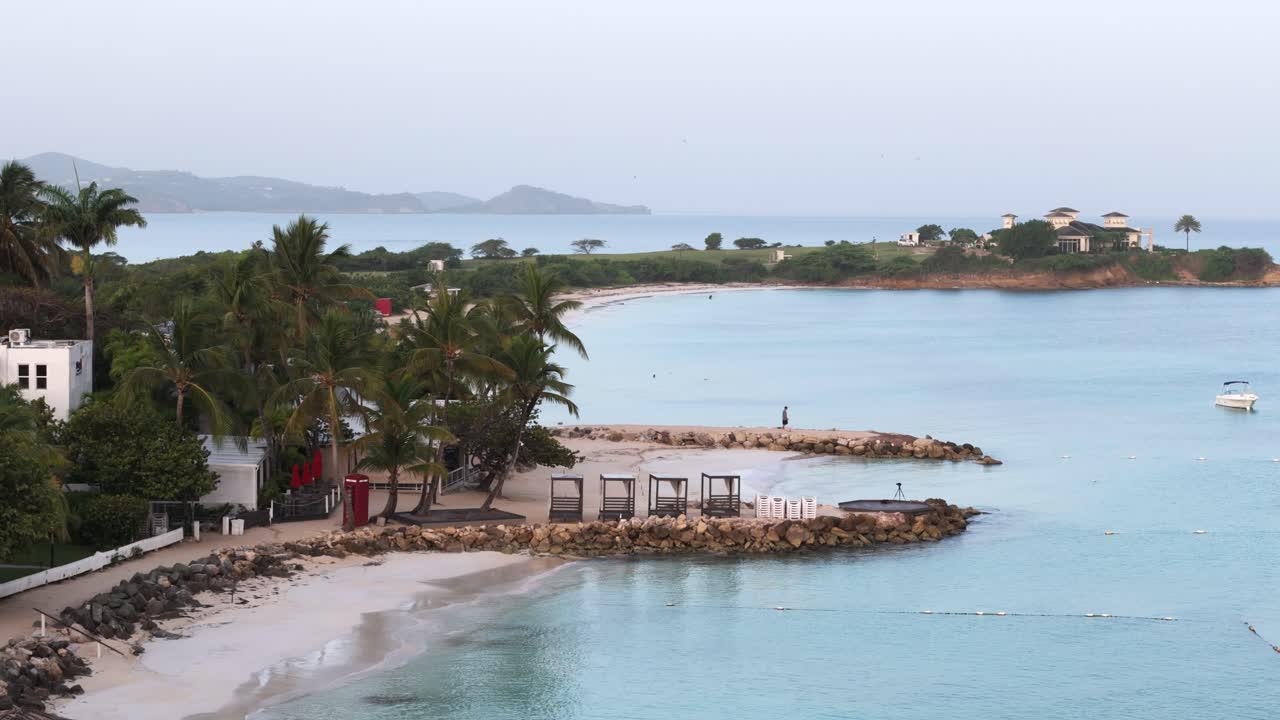 Salt Plage Restaurant On Dickenson Bay In St John's, Antigua And Barbuda. Aerial Shot