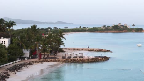 salt plage restaurant on dickenson bay in st john's, antigua and barbuda. aerial shot