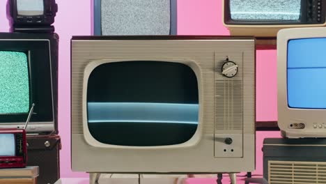 a collection of vintage tube televisions