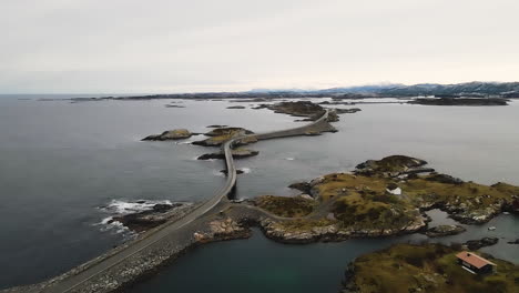 bird's eye view of atlantic ocean road in the archipelago of norway