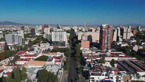 aerial shot of the vallarta avenue, west to east in guadalajara, jalisco, mexico
