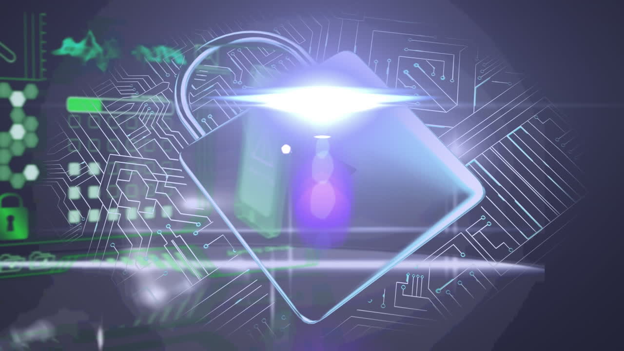 animación del bloqueo de la almohadilla de seguridad sobre el núcleo del procesador