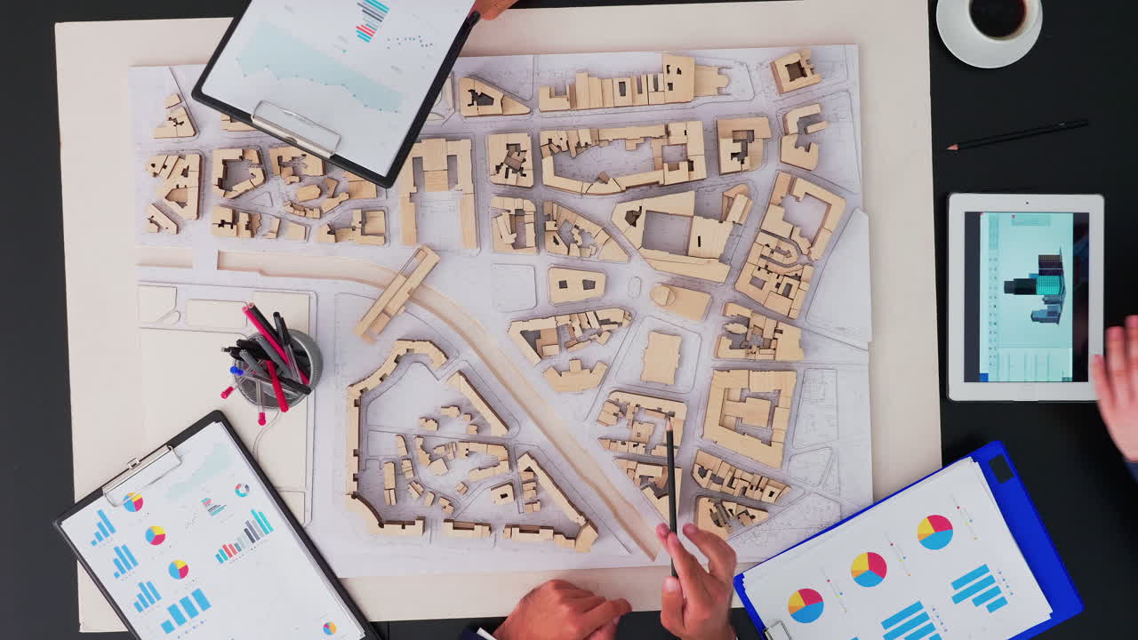 arquitectos trabajando en la mesa de la oficina