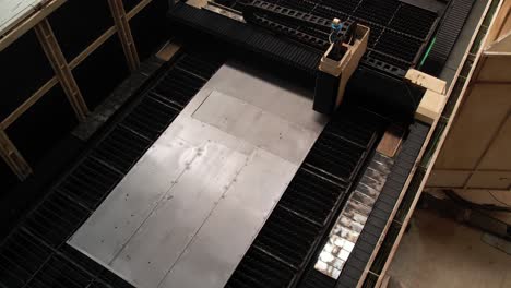 factory 3d concept: automated robot assembly line manufacturing advanced high-tech steel cutting for construction, building, and welding industrial production conveyor belt
