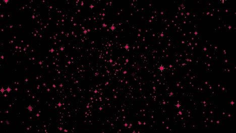 las estrellas brillan efecto en la animación de fondo de pantalla negra. brillo decoración festiva o de vacaciones. luz de la estrella roja de navidad animación 4k. llave de croma bucle sin costuras.