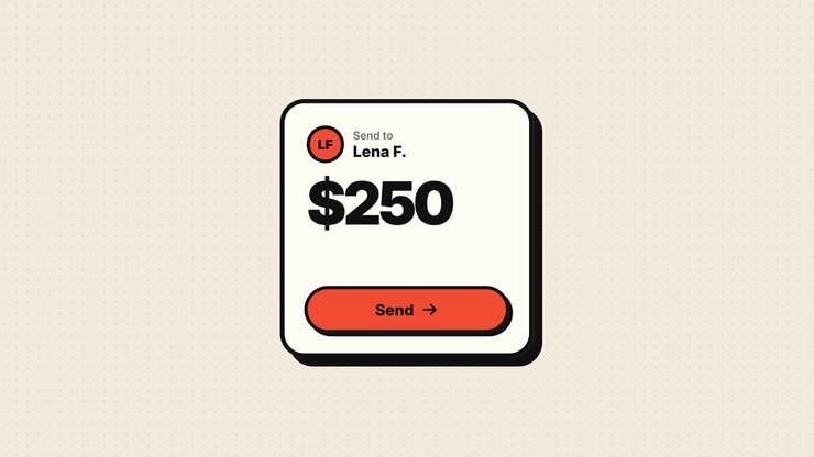 Digital Money Transfer Interface Showing Payment Amount