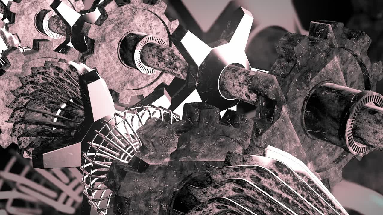 primer plano de engranajes y engranajos oxidados en una máquina inspirada en el steampunk