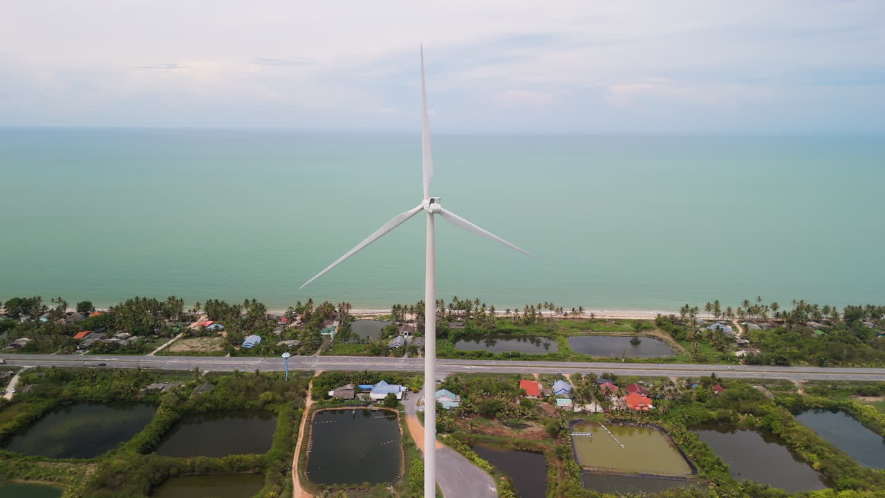 태국 해안의 songkhla 풍력 발전소