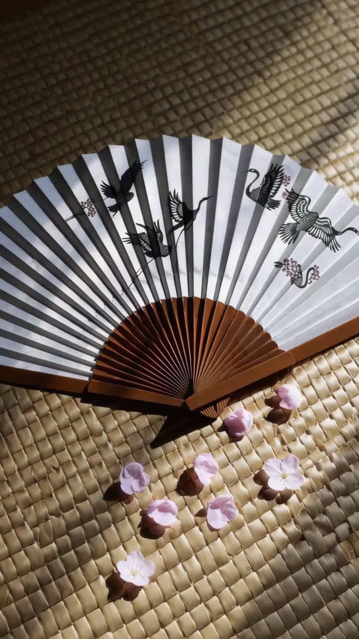 Japanese Paper Fan with Cherry Blossoms